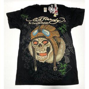Skull Y2K Maximalism Authentic New Vintage Men's Ed Hardy T-shirt Kamikaze Black